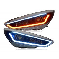 Передние фары Форд Фокус 3 2015-2017 V18 type [КОМПЛЕКТ Л+П; ходовые огни; электрокорректор]