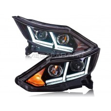 Передние фары Ниссан Кашкай 2014-2017 V3 type [Комплект Л+П; LED ходовые огни; электрокорректор; биксеноновая линза]