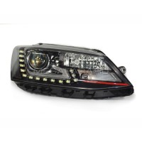 Передние фары Джетта 6 2011-2019 V16 type [RED line; Комплект Л+П; ходовые огни; би LED линза; электрокорректор; OEM replica]