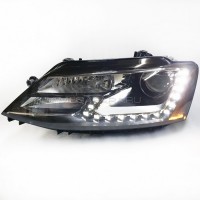 Передние фары Джетта 6 2011-2019 V15 type [Комплект Л+П; ходовые огни; би LED линза; электрокорректор; OEM replica]