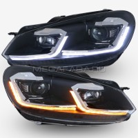 Передние фары Гольф 6 2008-2012 V11 Type [Комплект Л+П; яркие ходовые огни; динамичный поворотник; электрокорректор;]