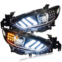 Передние фары Мазда 6 2013-2015 V6 type [Комплект Л+П; LED ходовые огни; электрокорректор; биксеноновая линза]