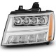 Передние фары Шевроле Тахо 2007-2013 V6 type ХРОМ [Комплект Л+П; яркие ходовые огни; светодиодный поворотник; FULL LED]