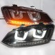 Передние фары Фольксваген Поло 2010-2019 V5 type [Комплект Л+П; яркие ходовые огни; биксеноновая линза; светодиодный поворотник]