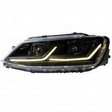 Передние фары Джетта 6 2011-2019 V2 type [Комплект Л+П; ходовые огни; би LED линза; электрокорректор; светодиодный поворотник]