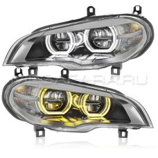 Передние фары БМВ Х5 (Е70) 2007-2014 V8 type [Комплект Л+П; ходовые огни; FULL LED]
