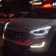 Передние LED фары Хендай Санта Фе 2013-2015 V4 Type [Комплект Л+П; яркие ходовые огни; электрокорректор; БИ LED]