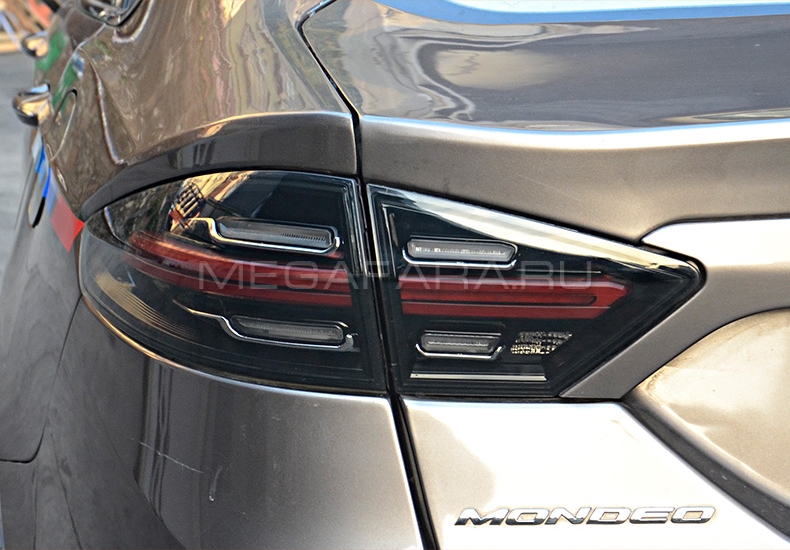 Задние фонари Форд Мондео 5 / Фьюжн 2014-2019 V1 type [Комплект Л+П; светодиодные; бегущий поворотник; ТЕМНЫЕ]