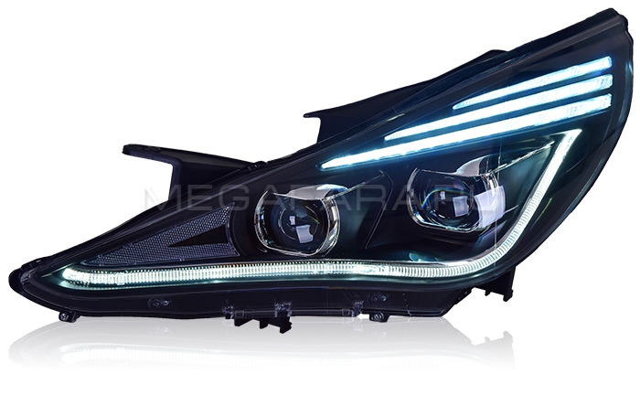 Передние фары Хендай Соната 2009-2014 V9 type [Комплект Л+П; ходовые огни; светодиодный поворотник; электрокорректор; FULL LED]
