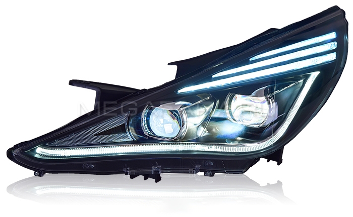 Передние фары Хендай Соната 2009-2014 V9 type [Комплект Л+П; ходовые огни; светодиодный поворотник; электрокорректор; FULL LED]
