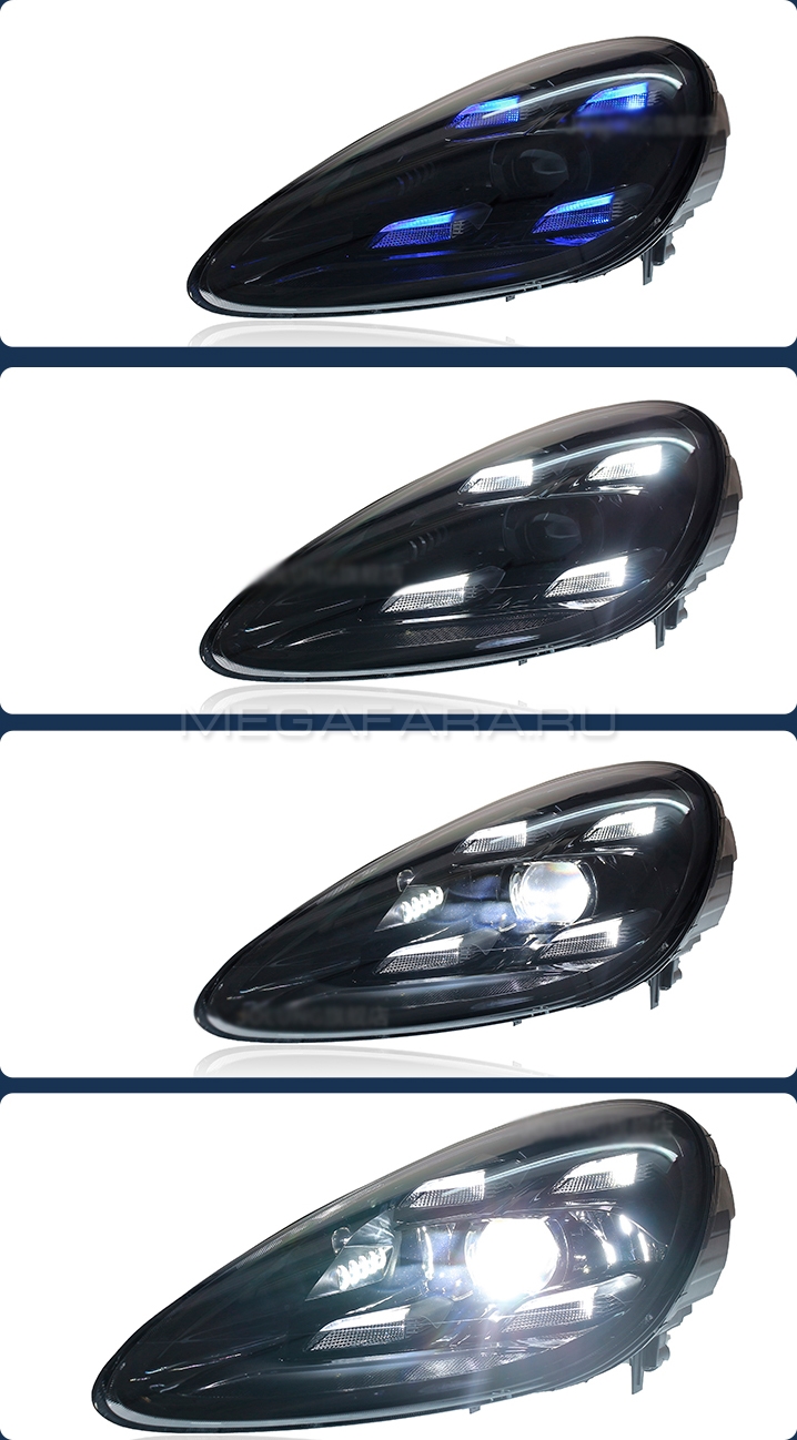 Передние фары Порше Кайен 958 2010-2014 V2 type [Комплект Л+П; ходовые огни; FULL LED]