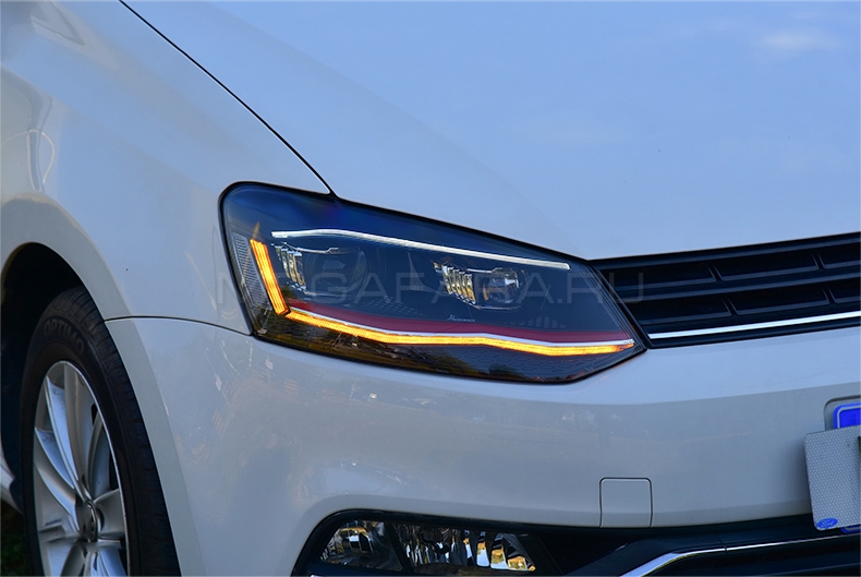 Передние фары Фольксваген Поло 2010-2019 V12 type GTI [Комплект Л+П; GTI type; яркие ходовые огни; светодиодные; БИ LED линза; динамичный поворотник]